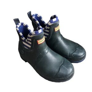 [HUNTER] Striped Ankle Rain Boots